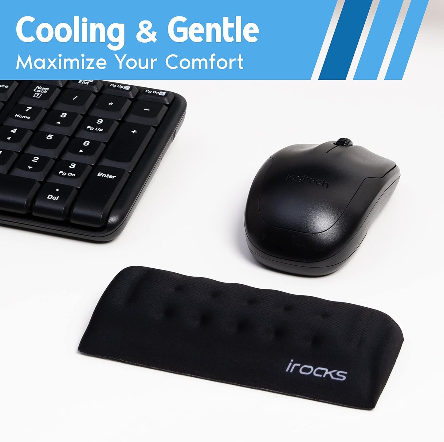 Memory Foam Mouse Wrist Rest - Pain-Reducing Wrist Rest for Mouse - Non-Slip Rubber Base Wrist Rest - Cooling Mouse Wrist Support for Long Hours of Work, Studying, Gaming (Black)